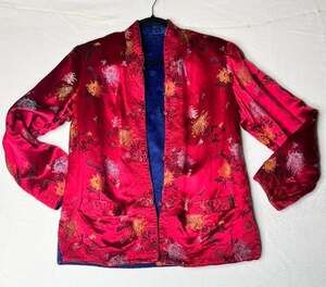 Solz Squirrel Red and Blue Reversible Silky Jacket Size Large